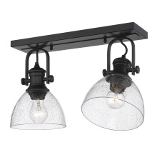 Golden 3118-2SF BLK-SD - Yep by Golden Lighting Hines 2-light Semi-Flush Mount in Matte Black and Seeded Glass